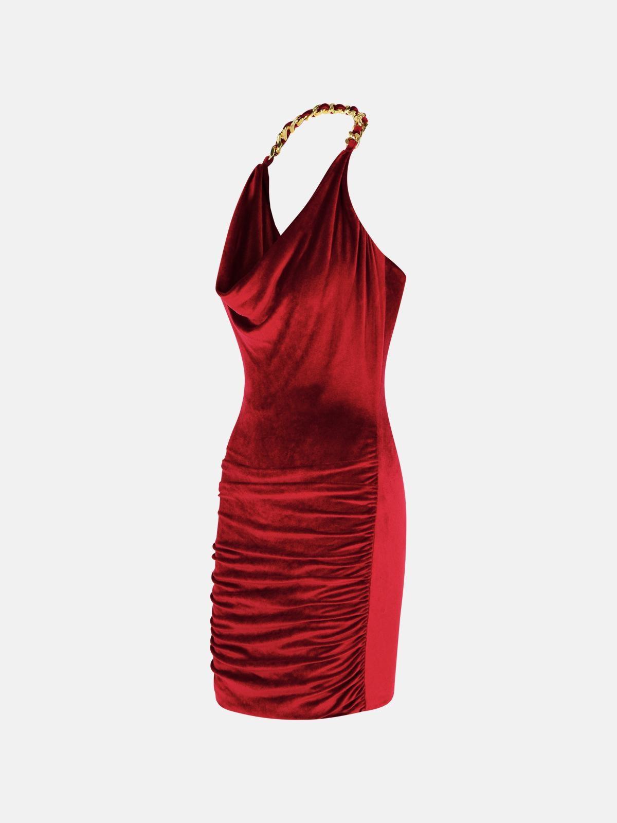【関税＆送料込み】Balmain Burgundy Viscose Blend Dress Balmain Burgundy Viscose Blend Dress – BALTINI