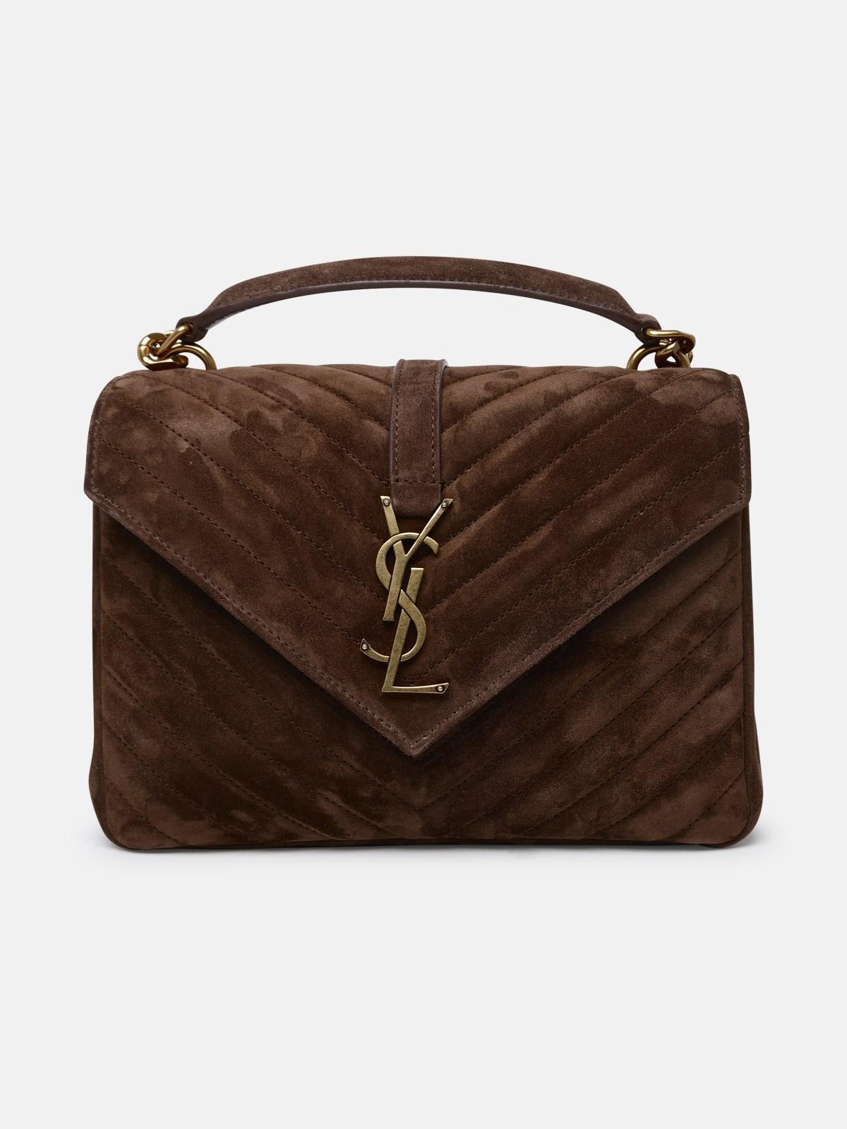 Saint Laurent College Medium YSL Striped Suede Shoulder Bag