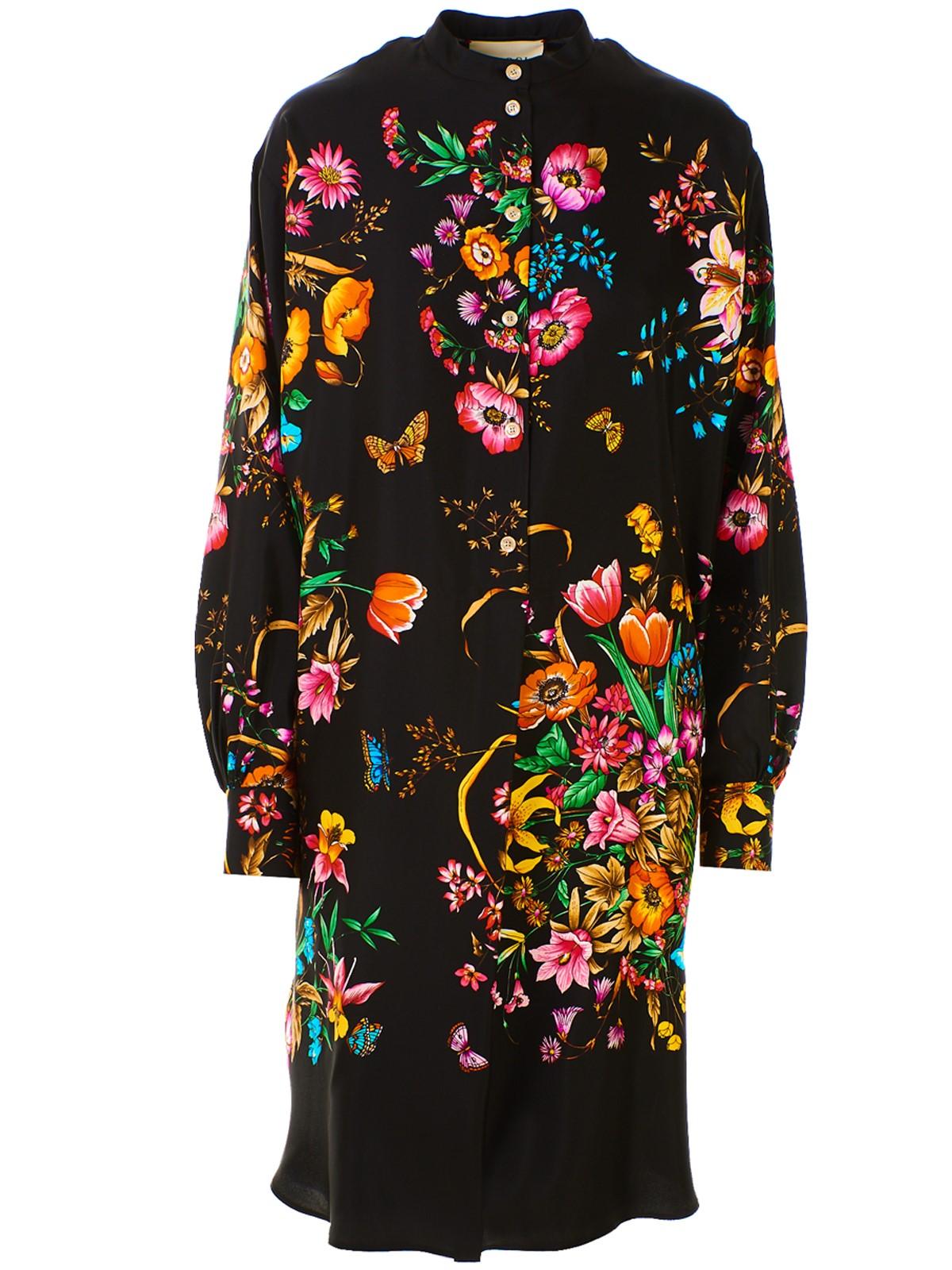 VESTITO FLOREALE NERO di Gucci in Nero | Lyst