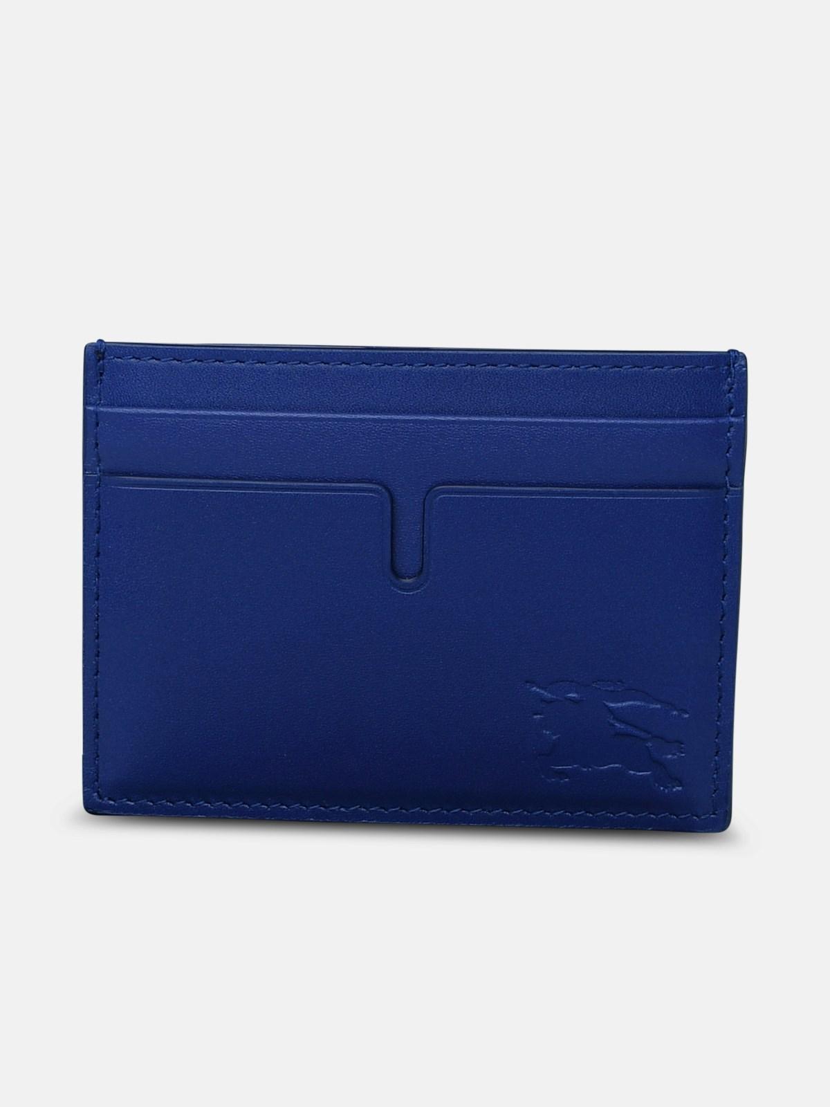 Burberry Leather Cardholder in Blue | Lyst