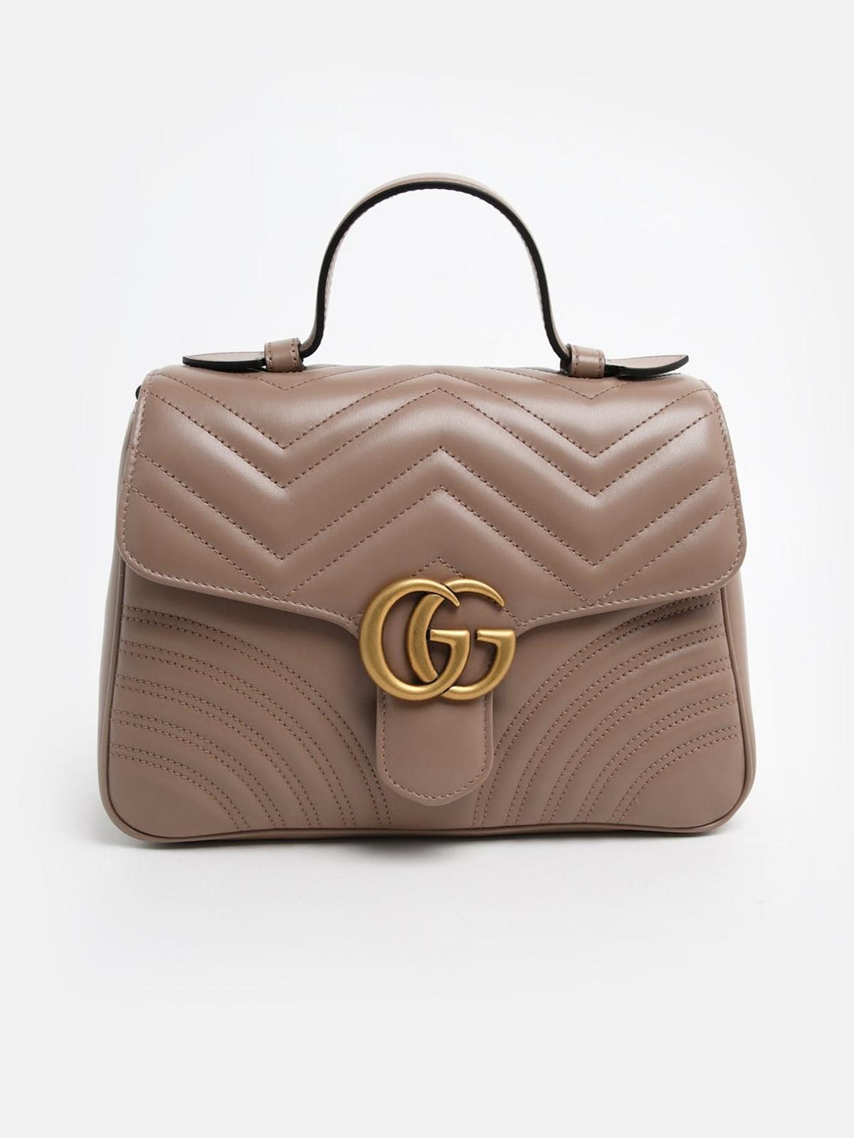 GG Marmont medium top handle bagGucci in Pelle di colore Marrone | Lyst