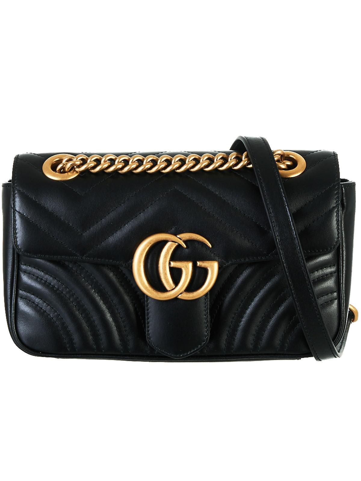 gucci calfskin matelasse mini gg marmont bag black