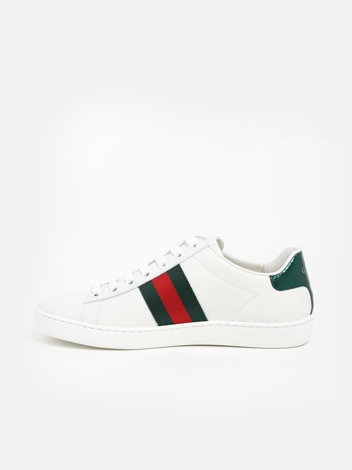 Gucci Leather Sneakers Web Ape Bianche - Lyst