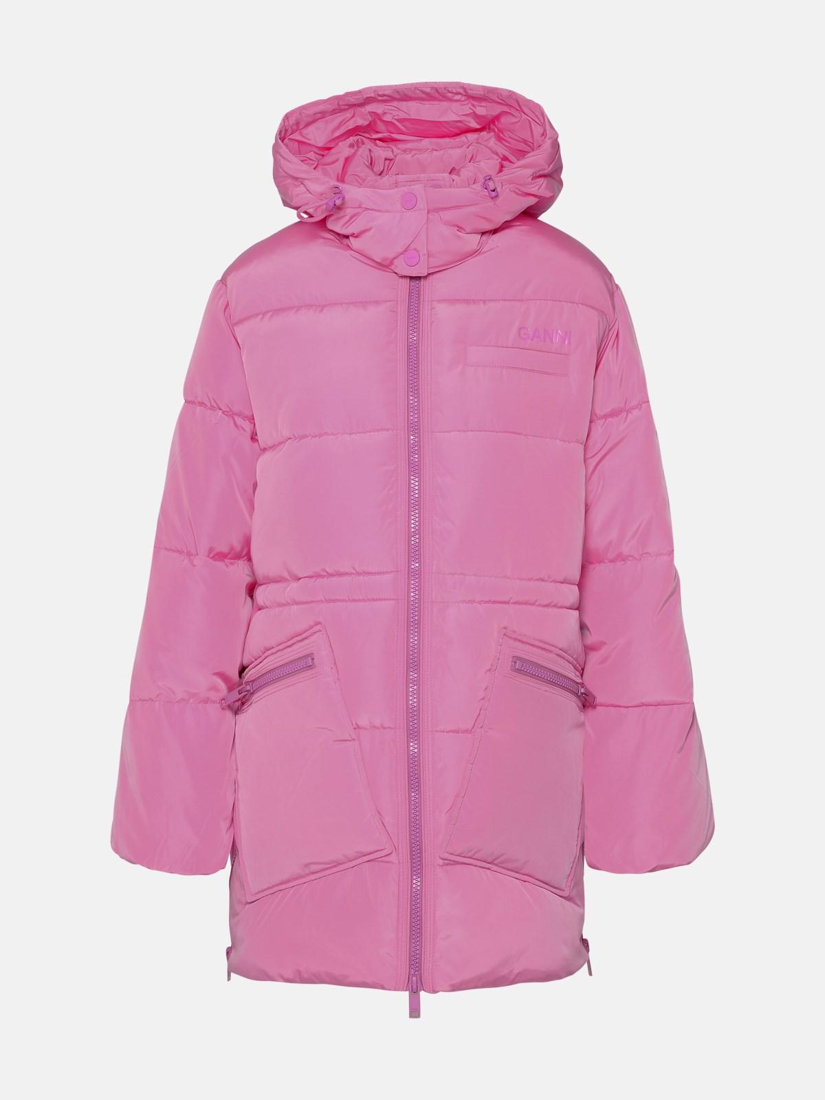 Ganni Rose Nylon Tech Down Jacket in Pink | Lyst