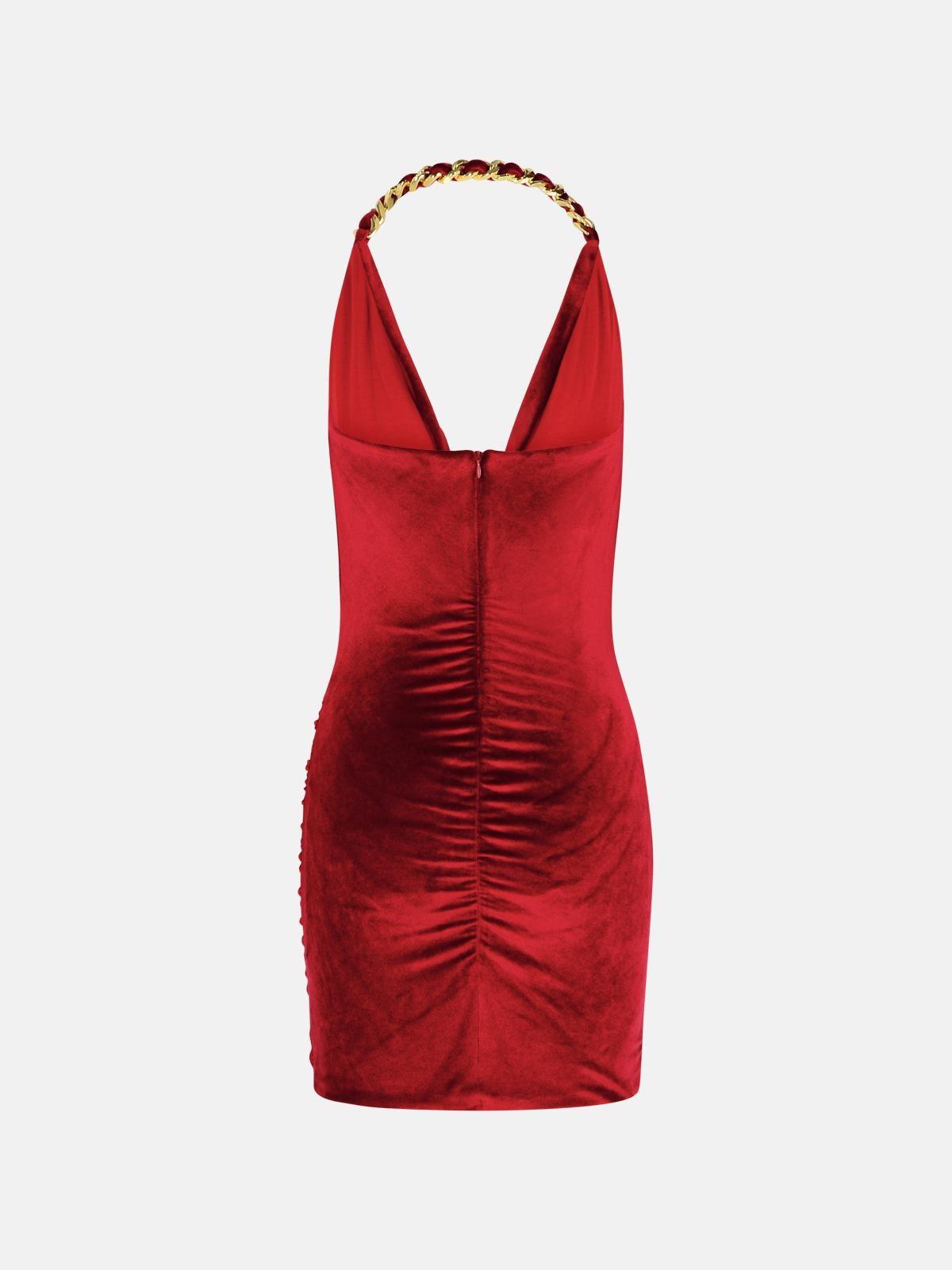【関税＆送料込み】Balmain Burgundy Viscose Blend Dress Balmain Burgundy Viscose Blend Dress – BALTINI