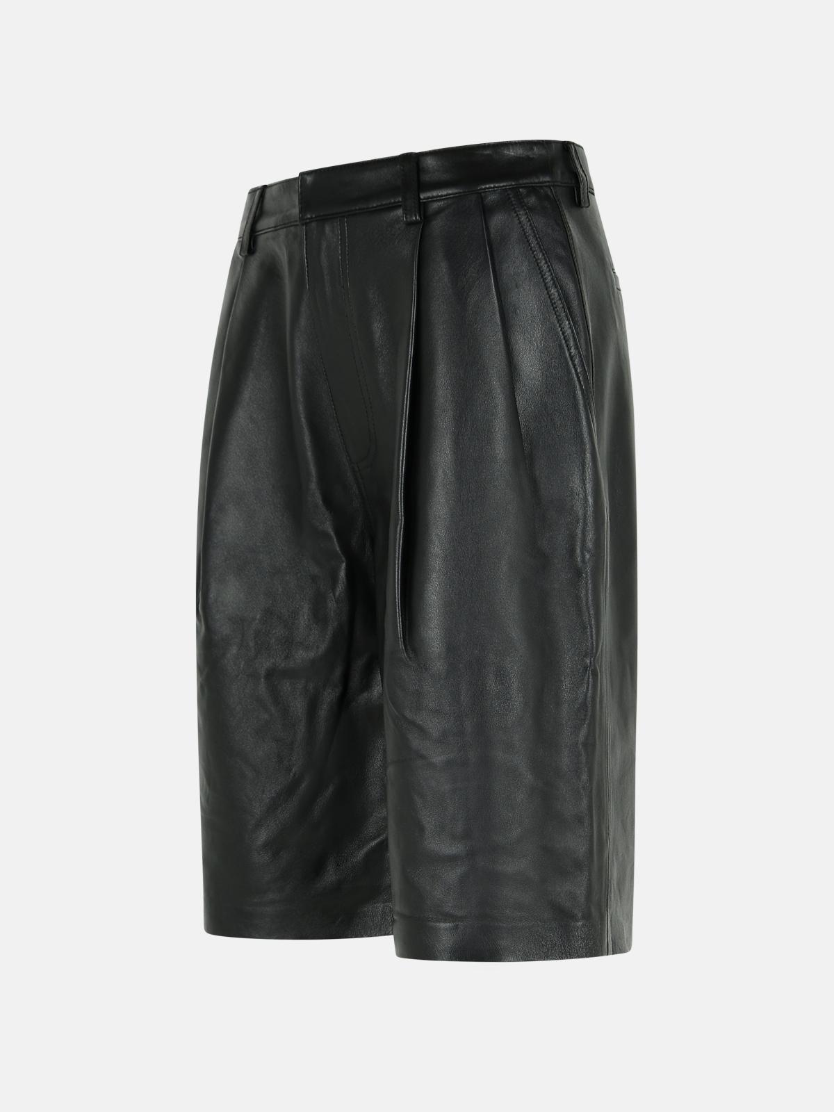 ショートパンツ Michael Michael Kors Black Pleated Leather Bermuda Shorts MICHAEL Michael Kors Pleated Leather Bermuda Shorts | Saks