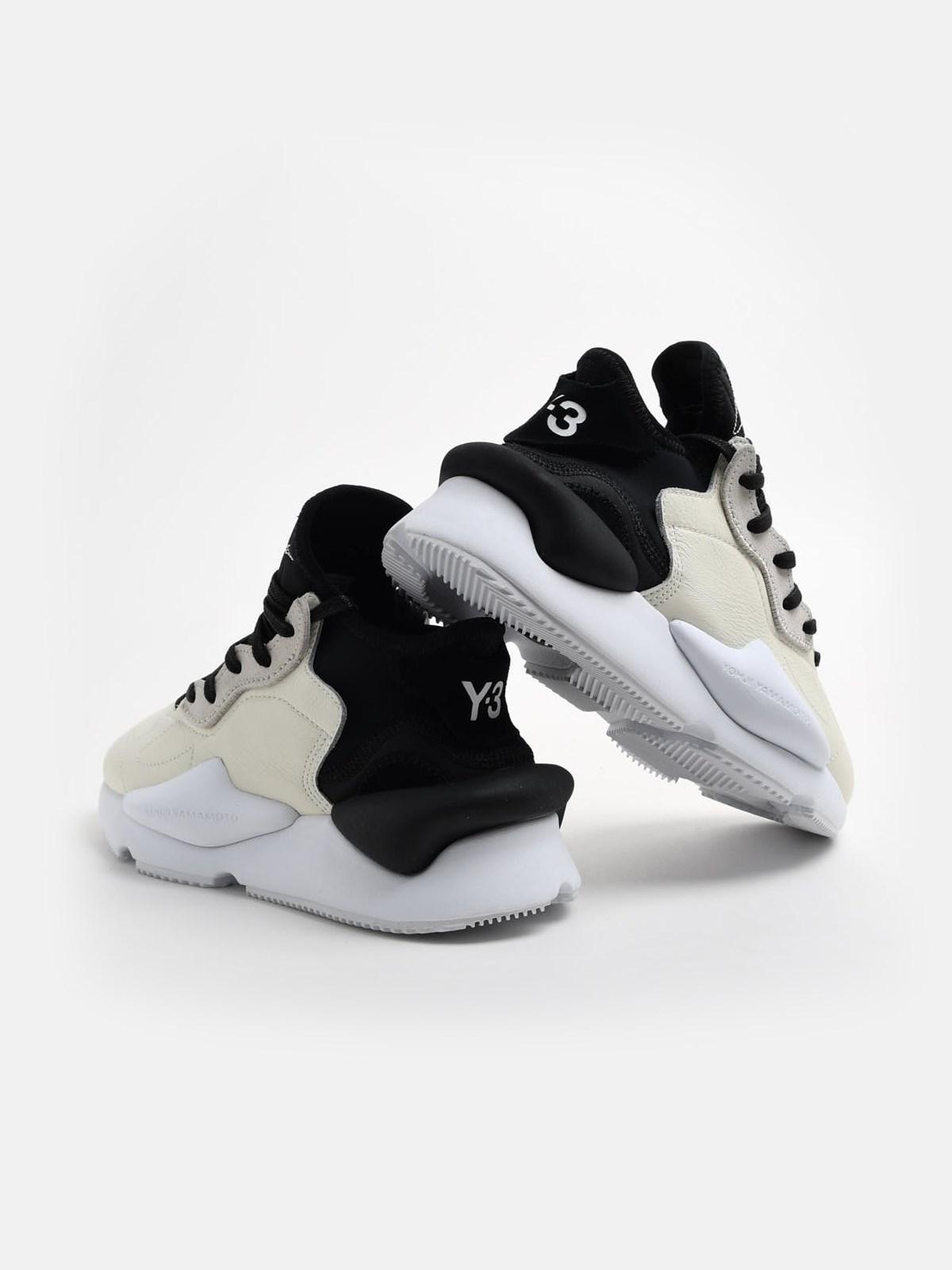 Y-3 Leather Black And White Kaiwa Sneakers for Men - Lyst