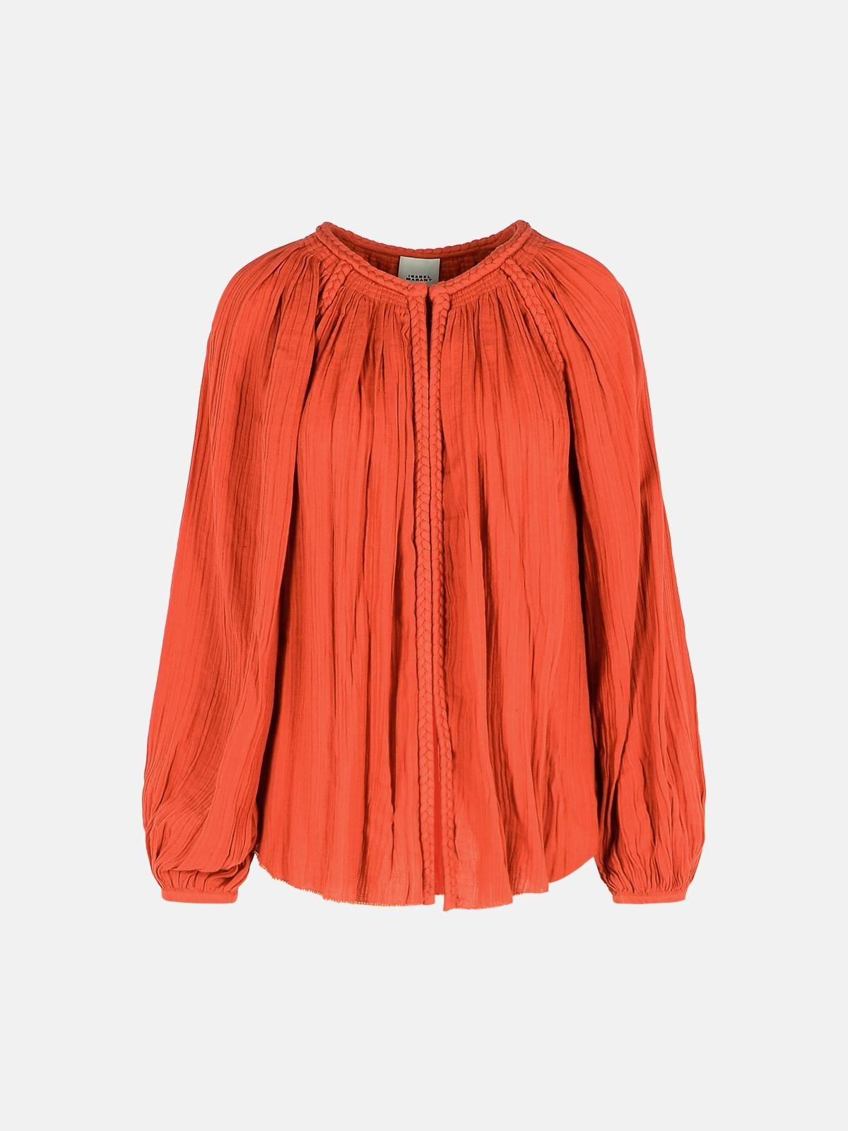 Isabel Marant 'jenna' Cotton Blouse in Orange Lyst
