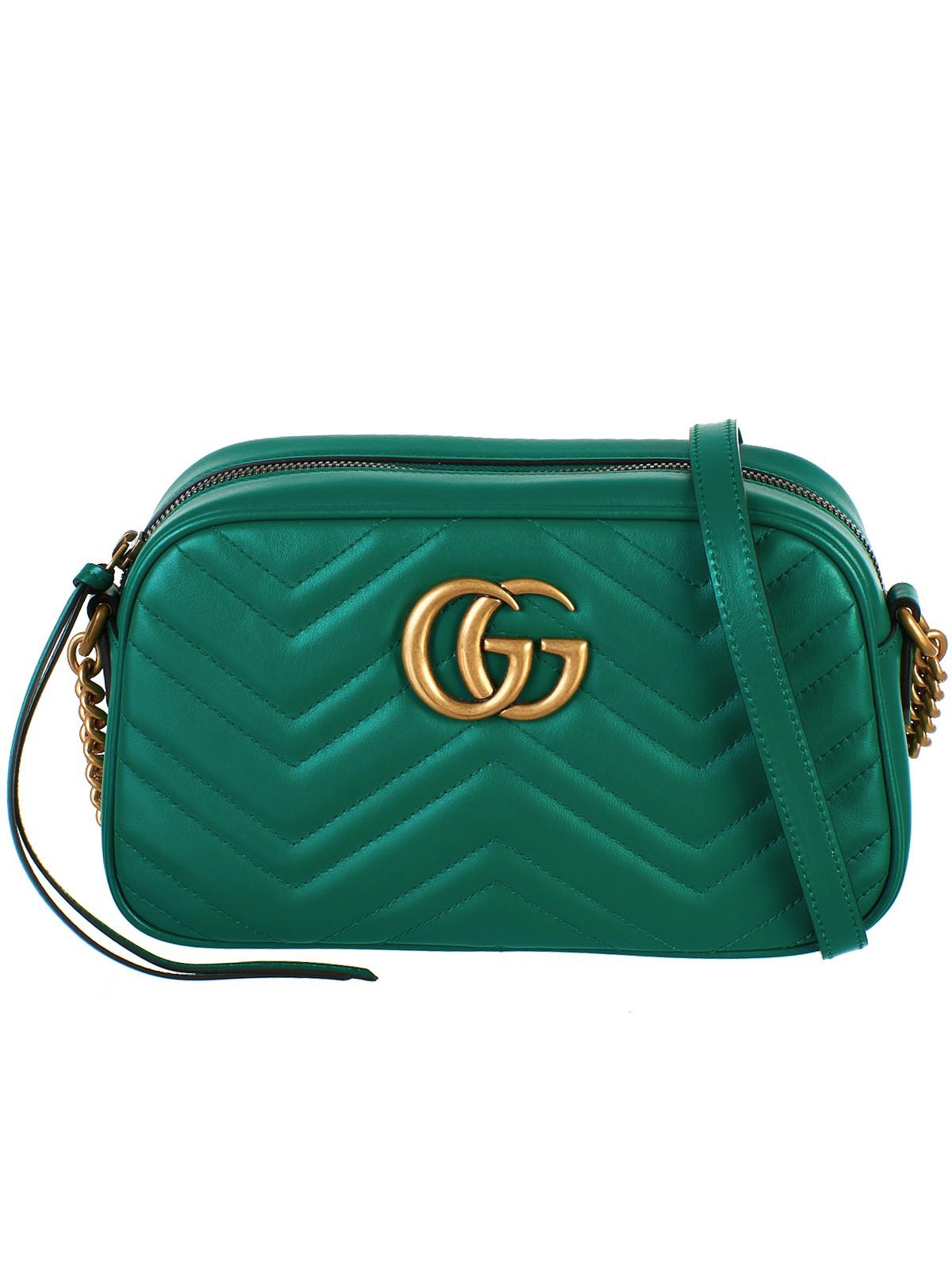 Gucci Leather GG Marmont Small Shoulder Bag in Emerald Green (Green) - Lyst