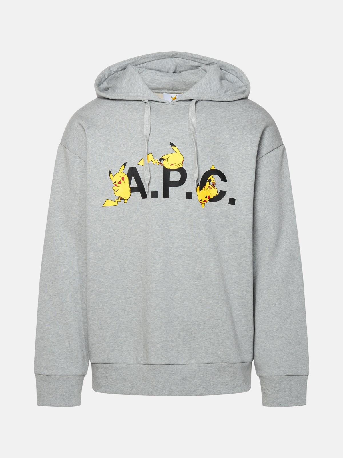A.P.C. 'pokémon Pikachu' Cotton Sweatshirt in Gray for Men | Lyst