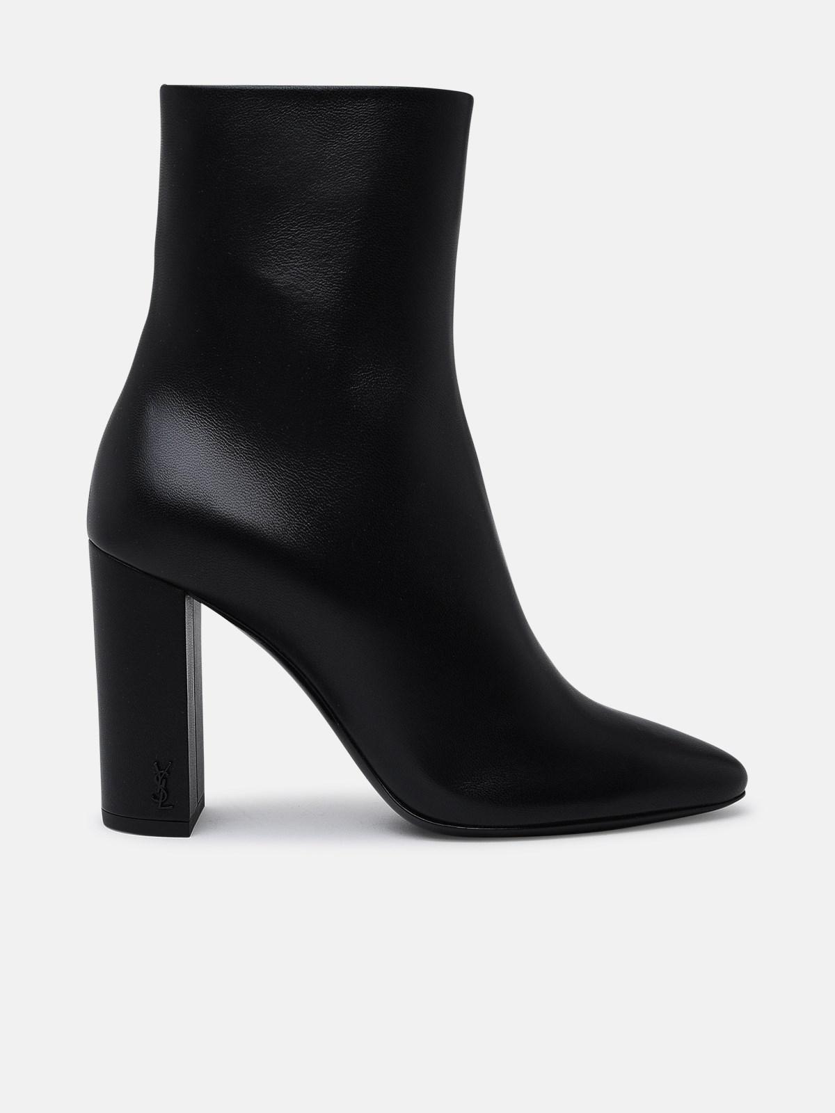 Saint Laurent Lou Leather Ankle Boots in Black | Lyst