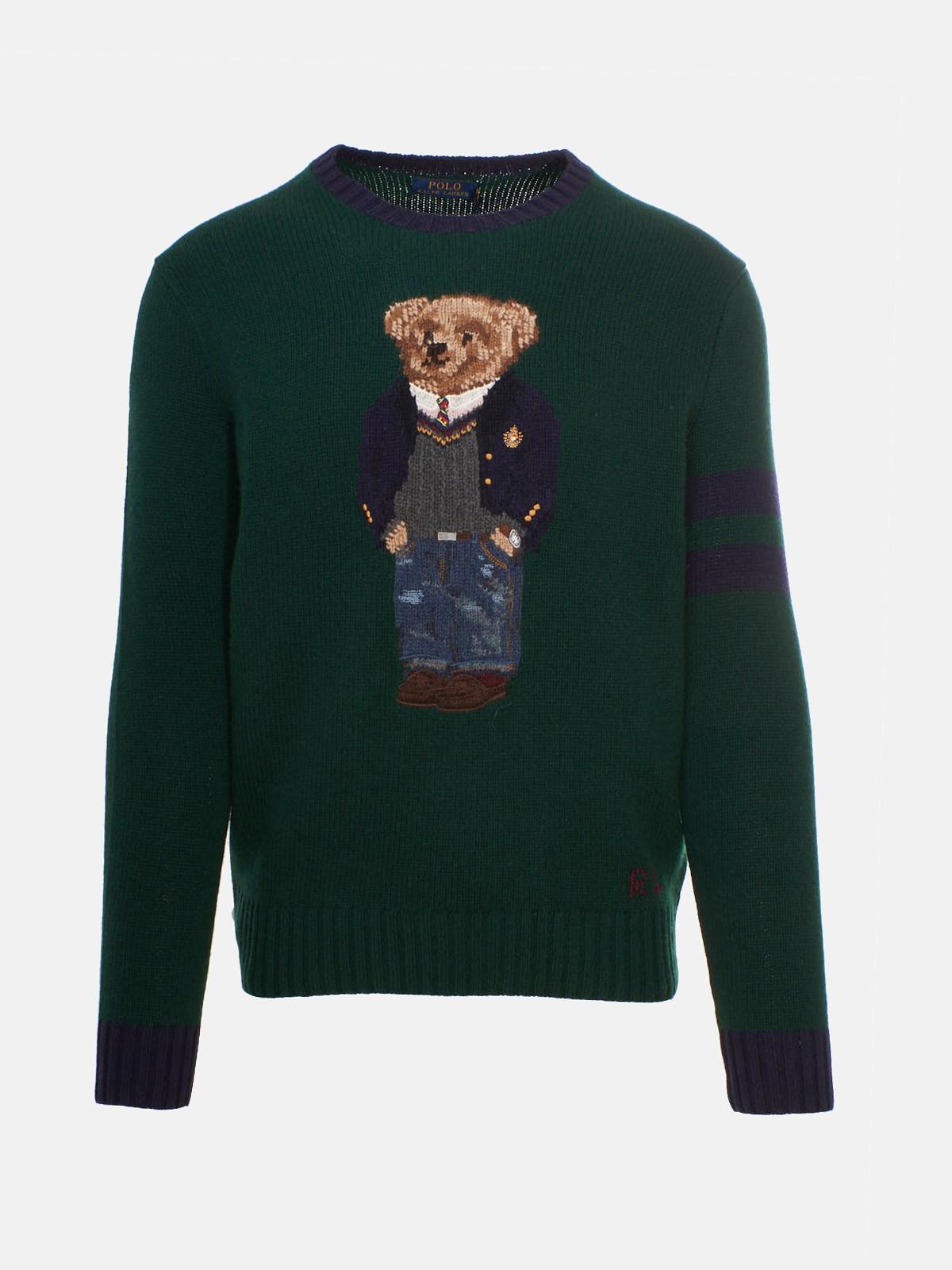 Polo Ralph Lauren Green Teddy Bear Sweater for Men | Lyst
