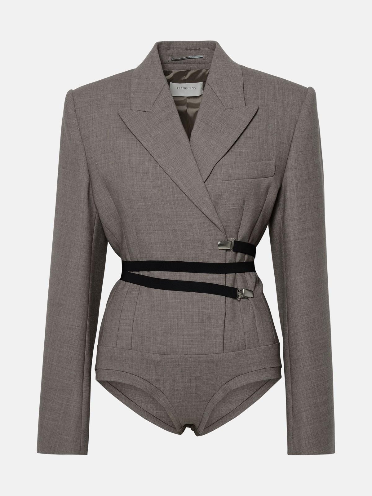【送料&関税込】SportMax Teoria Button-up Belted Jacket Sportmax 'superbo' Bodysuit Jacket In Double Stretch Wool