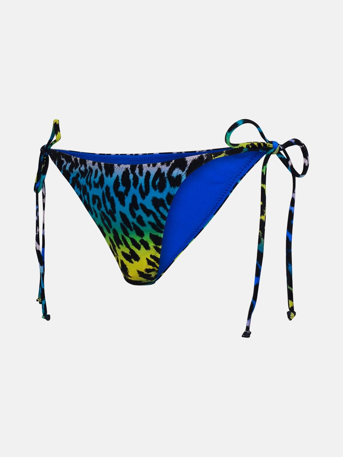 Ganni Leopard Print Bikini Bottoms In Polyamide in Blue | Lyst