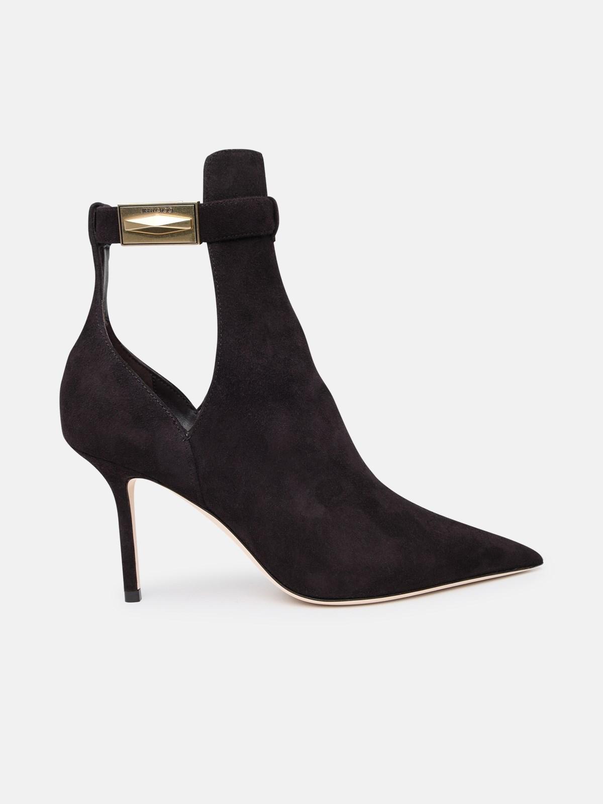Jimmy Choo Nell Coffee Suede Ankle Boots in Black | Lyst
