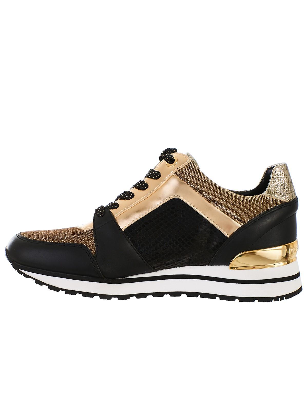 michael kors black and gold tennis shoes