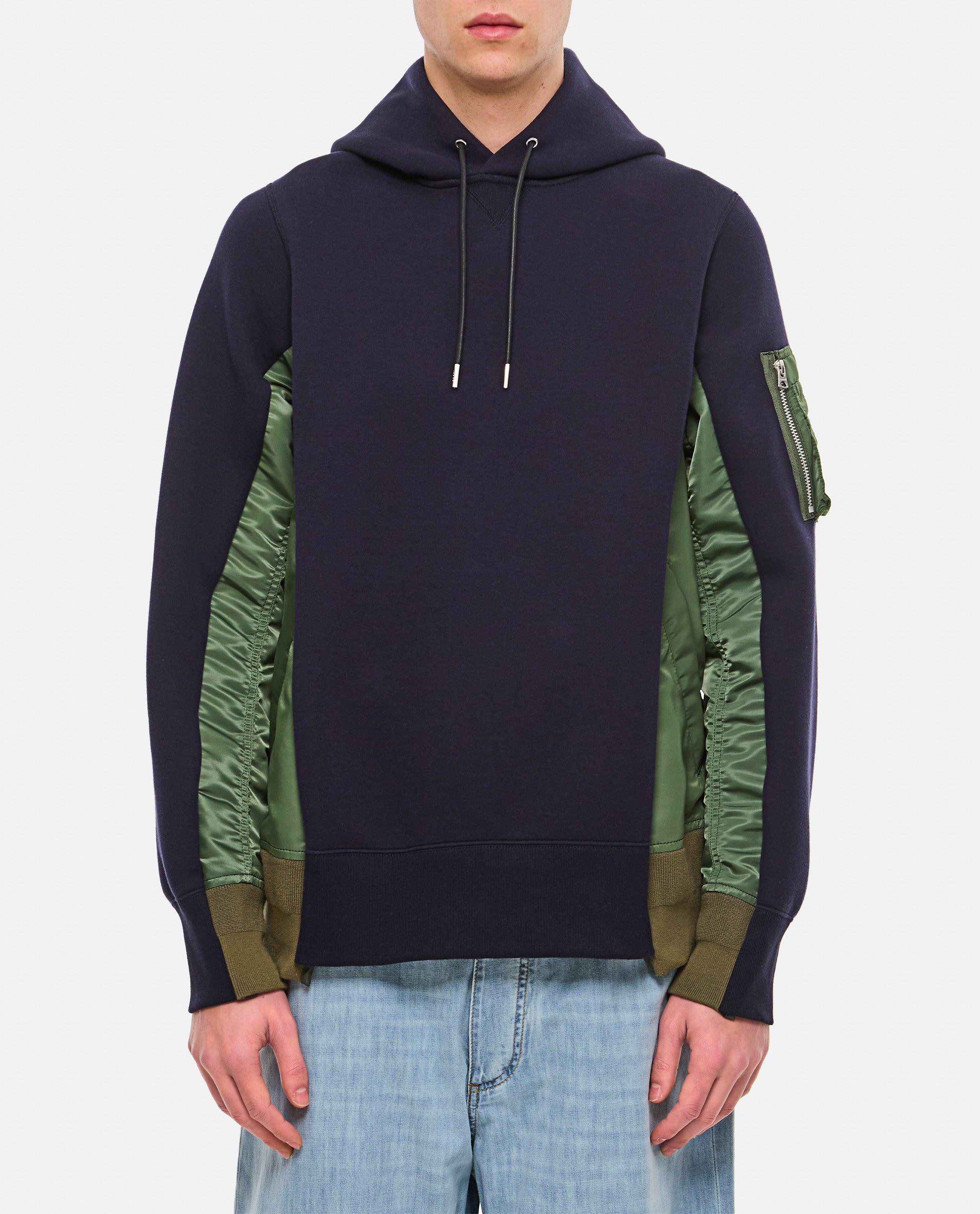 Sacai Sponge Sweat X Nylon Twill Pullover in Blue for Men | Lyst