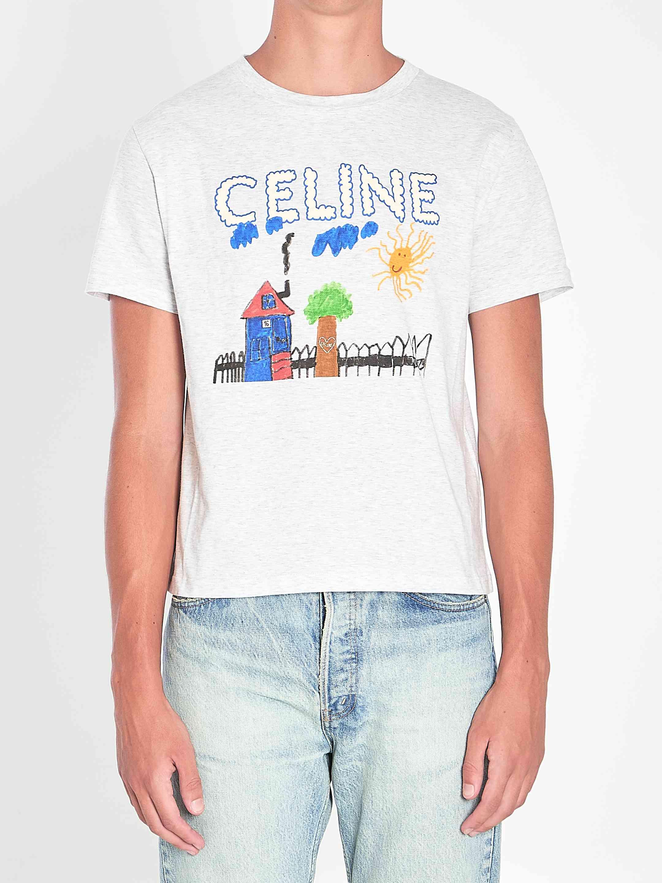 【関税&送料込】Celine Limited Edition Printed T-Shirt CELINE 750$ T-Shirt With Rhinestone-Studded Logo Print In