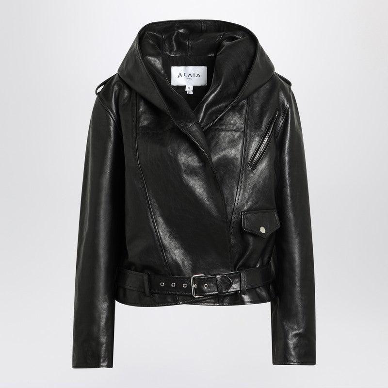 【Alaia】「バイカー」フード付きジャケット ALAÏA Hooded leather biker jacket | NET-A-PORTER
