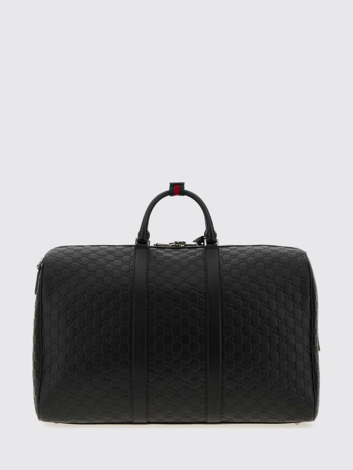 gucci travel bag men's Large Black Perforated Logo Duffle 18" Gucci Travel Bag