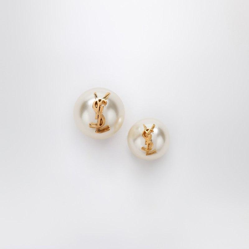ピアス SAINT LAURENT ASYMMETRICAL EARRINGS Saint Laurent Asymmetrical Earrings With Pearl And Monogram