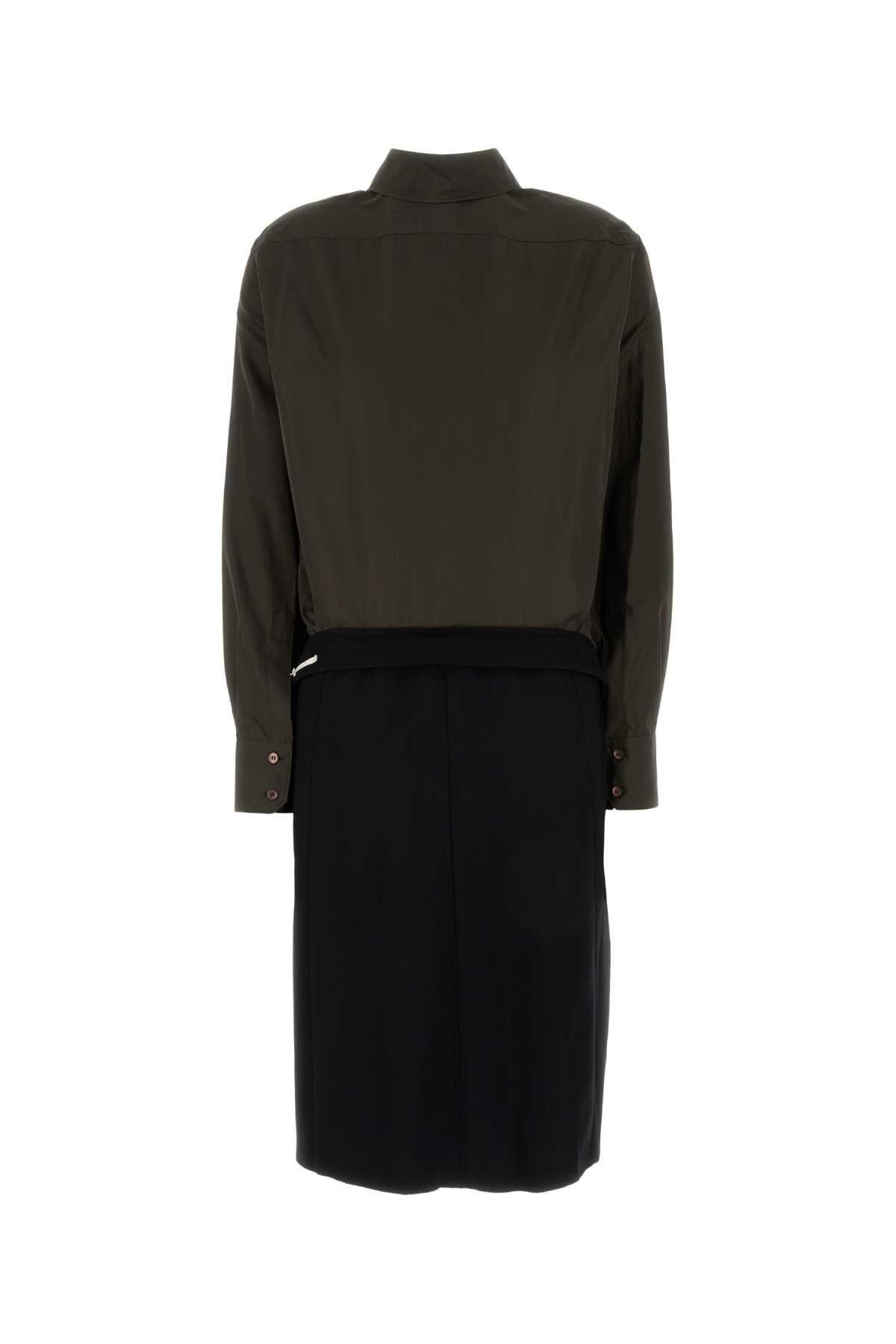 ワンピース Maison Margiela Two-Tone Poplin And Wool Shirt Dress Maison Margiela Two-Tone Poplin Wool Shirt Dress – LOZURI®