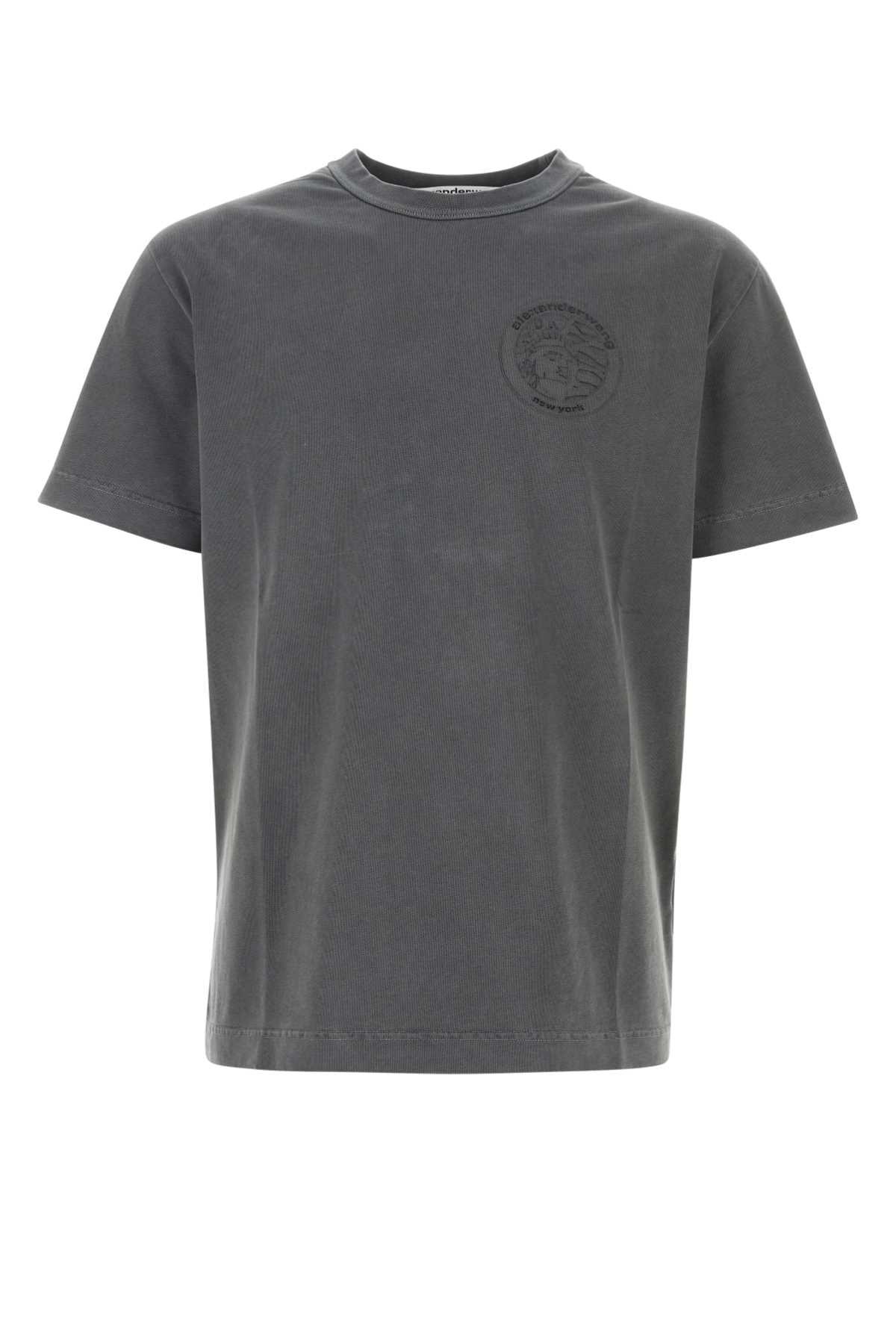 Tシャツ・カットソー Alexander Wang Dark grey cotton t-shirt (4CC4241515 208A) Alexander Wang Printed logo crew neck t-shirt | The Fashion
