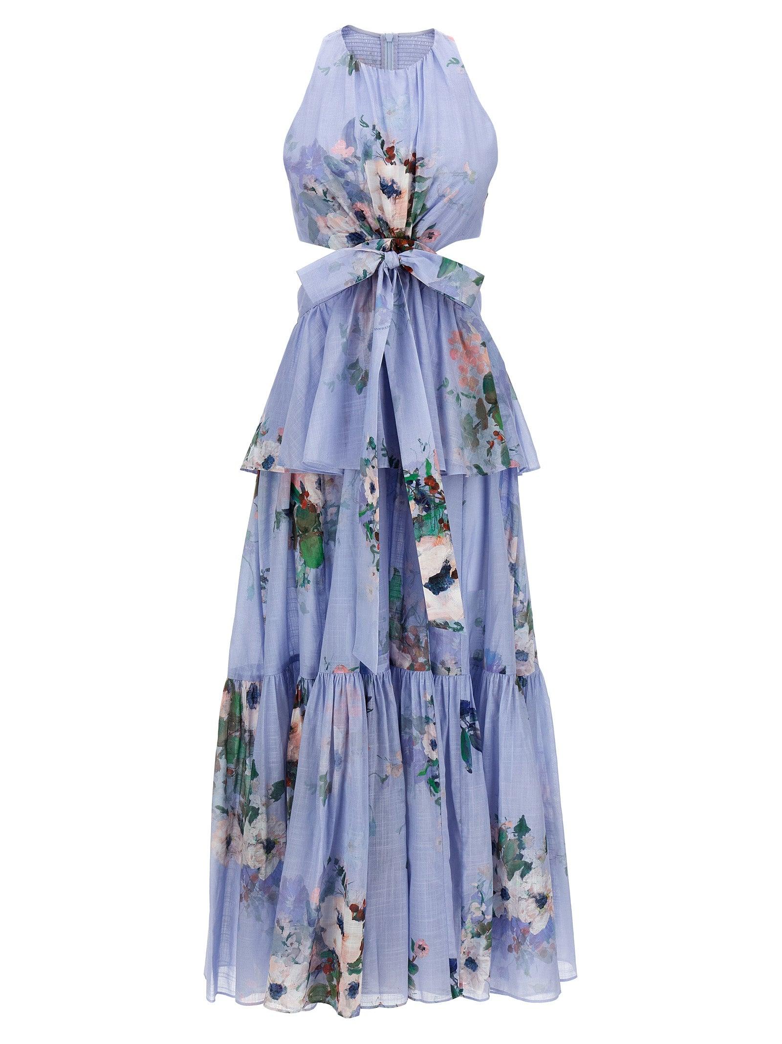 Zimmermann 'Everley Draped Bow Midi' Dress in Blue | Lyst