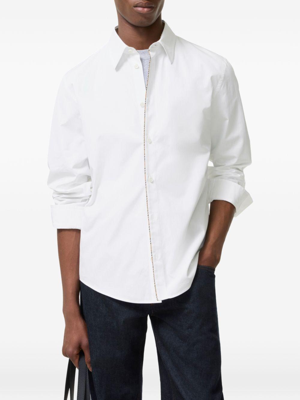 burberry white dress shirt Burberry Classic Fit Check Piping Cotton Poplin Shirt , Size: XL