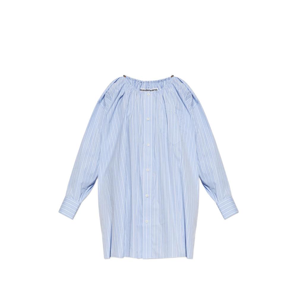 alexander wang wrap front off the shoulder shirt dress Alexander Wang White Deconstructed Shirt Dress Alexander Wang