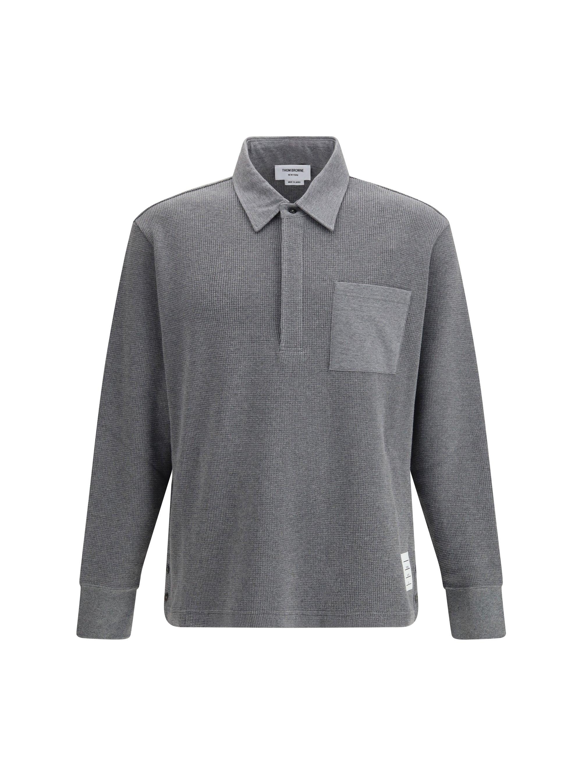 Thom Browne Long Sleeve Polo in Gray for Men | Lyst