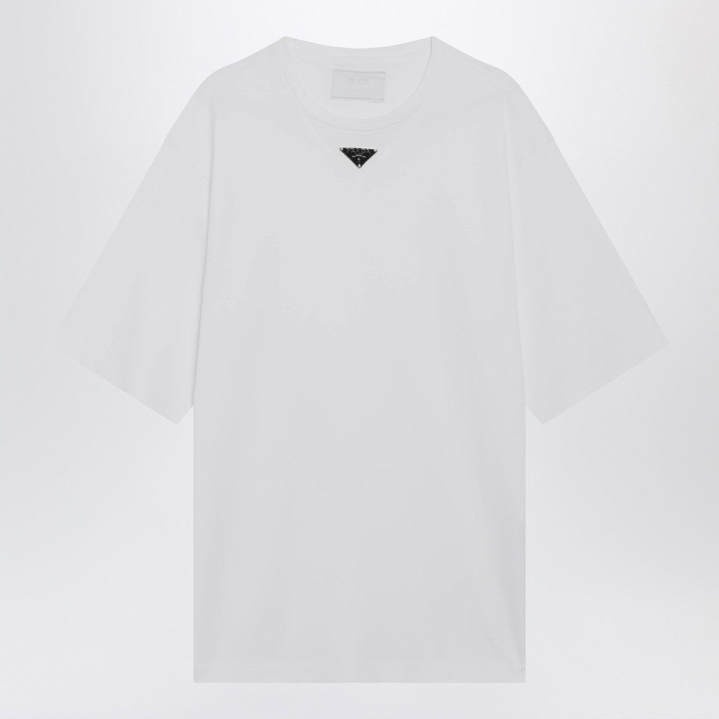 Prada T-Shirt With Triangle Logo in White for Men | Lyst