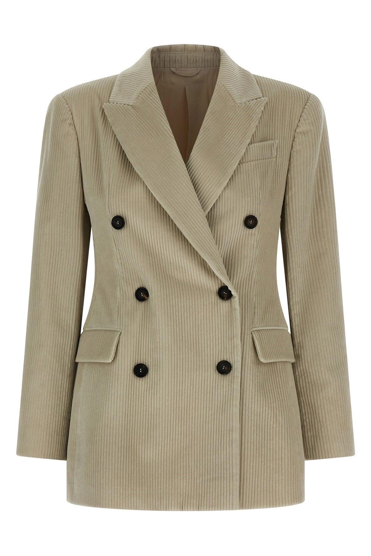 ジャケット Brunello Cucinelli Beige double-breasted jacket in wool and Double-breasted cotton and wool-blend blazer in neutrals