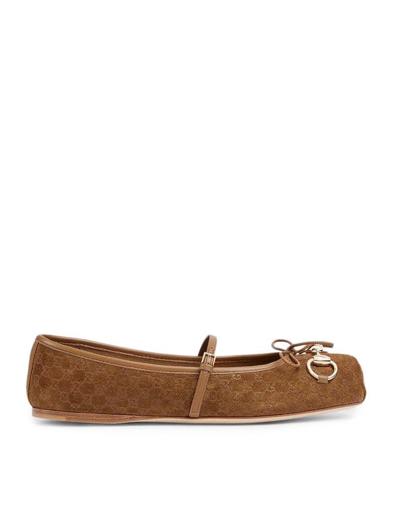 バレエシューズ GUCCI DARK GREEN GG FABRIC BALLERINAS Women's printed ballet flat in dark green canvas | GUCCI® US