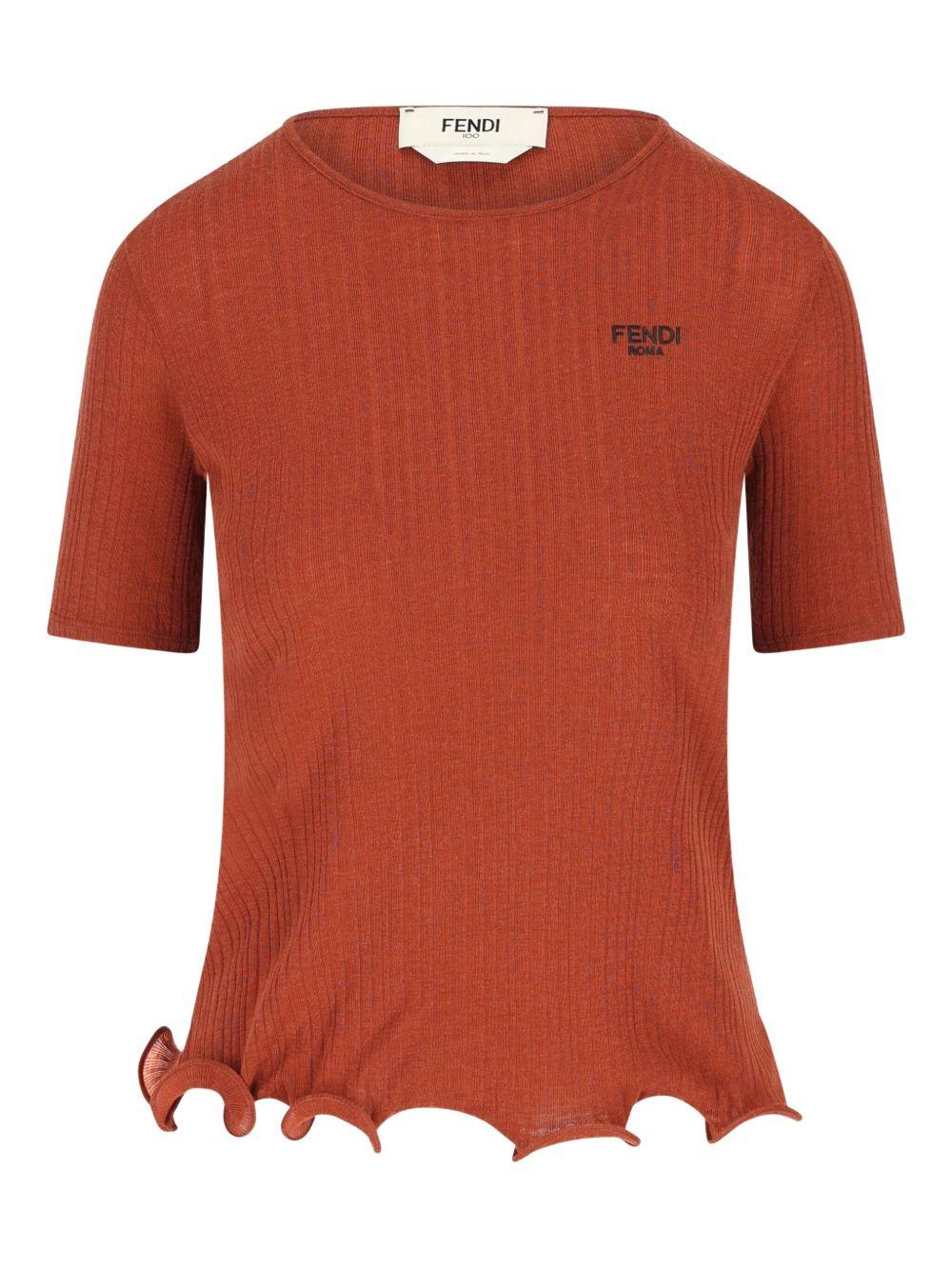 Fendi Logo Crewneck Top in Orange | Lyst