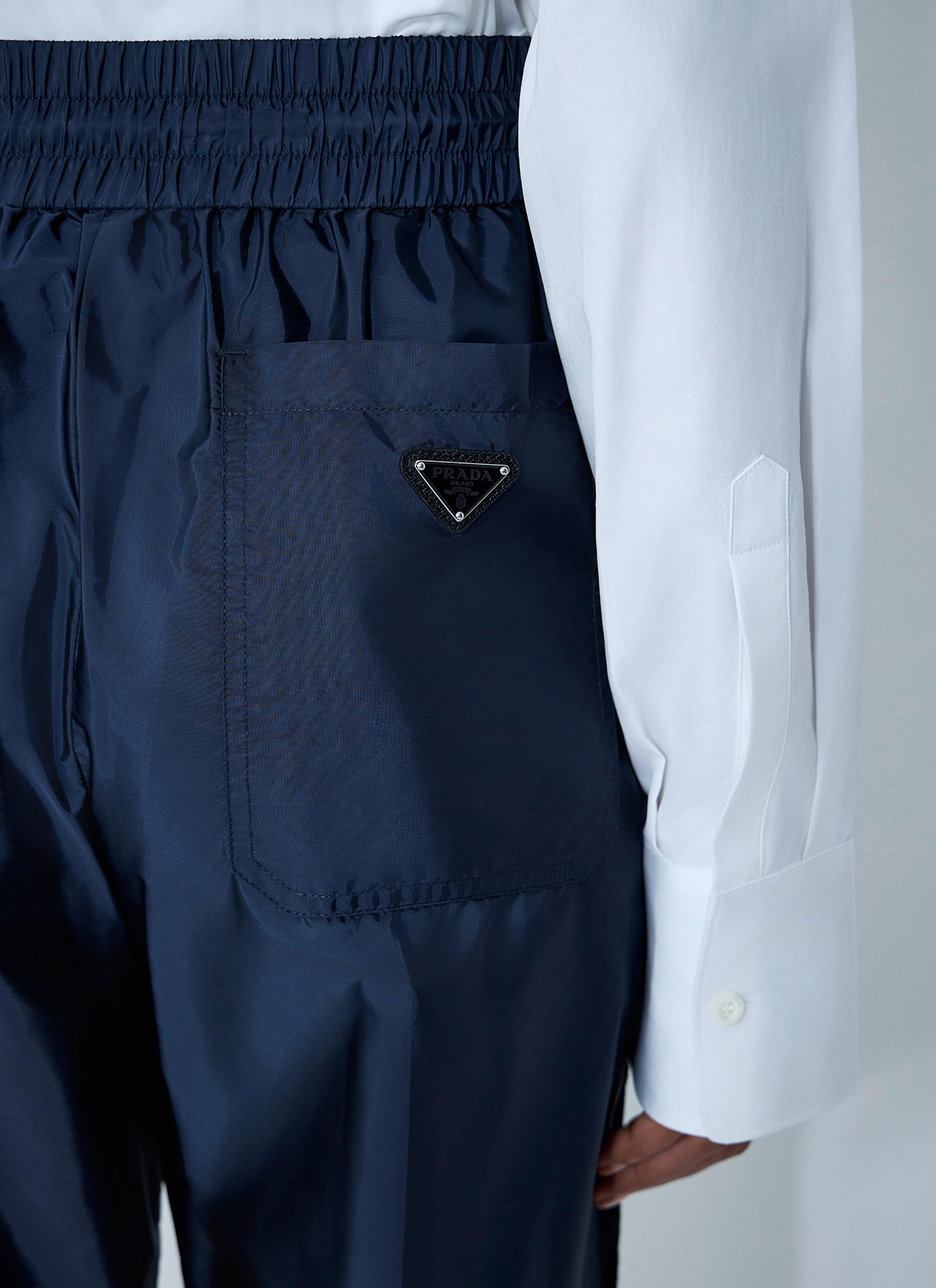 Prada Logo Plaque Pants in Blue | Lyst