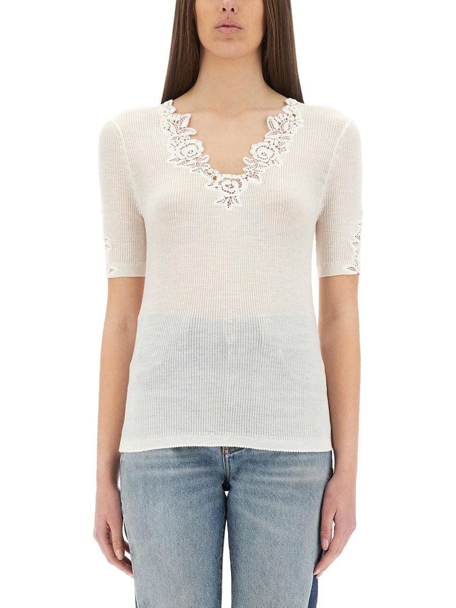 トップス Chloe Chloé Long Sleeve Cropped Top In Cotton | Chloé US