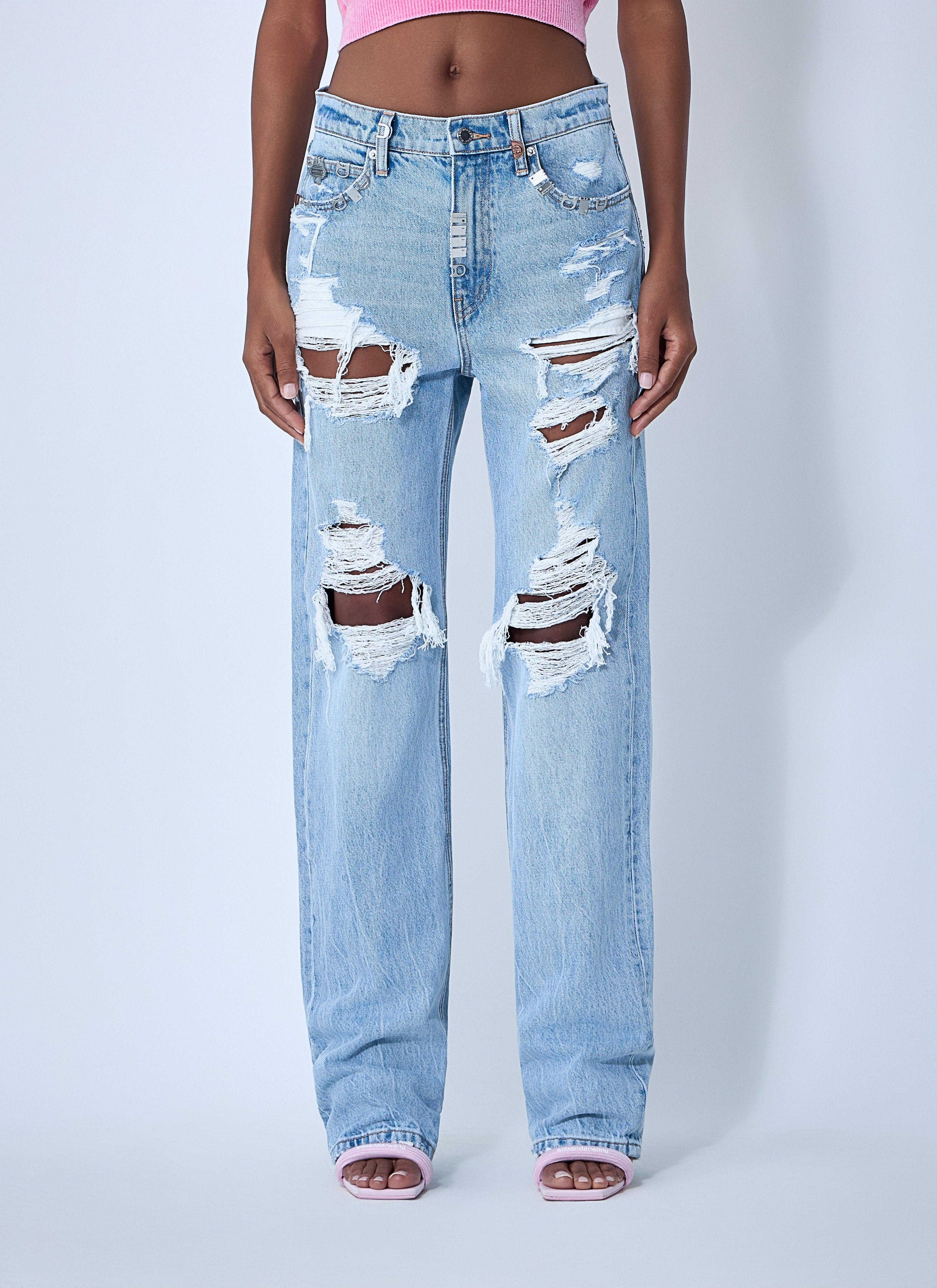 デニム・ジーパン T by Alexander Wang SS25 HIGH WAIST JEANS (4DC1254606 486) T By Alexander Wang - Zipped Back Slit Wide-leg Jeans In