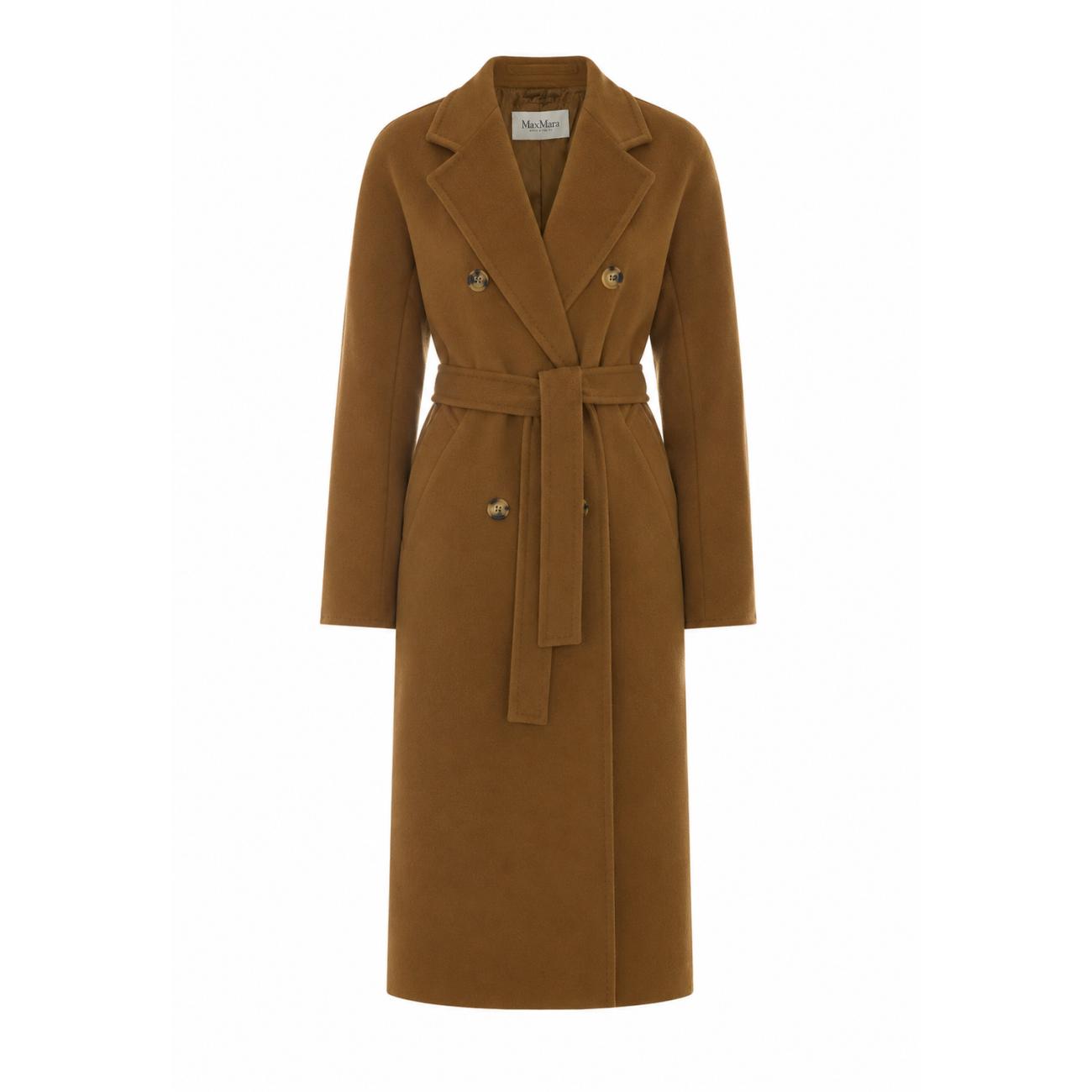 max mara madame coat tobacco Belted Double-breasted stitched pure cashmere zibeline double 101801 Icon Coat, tobacco |