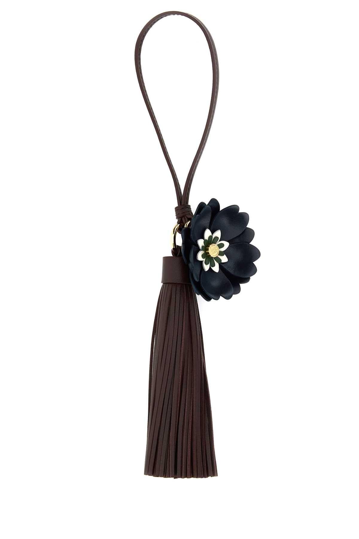 MIU MIU | LEATHER & CORD TRICK TOBACCO/CHALK WHITE チャーム Tobacco/chalk White Leather, Cord, And Metal Trick | Miu Miu