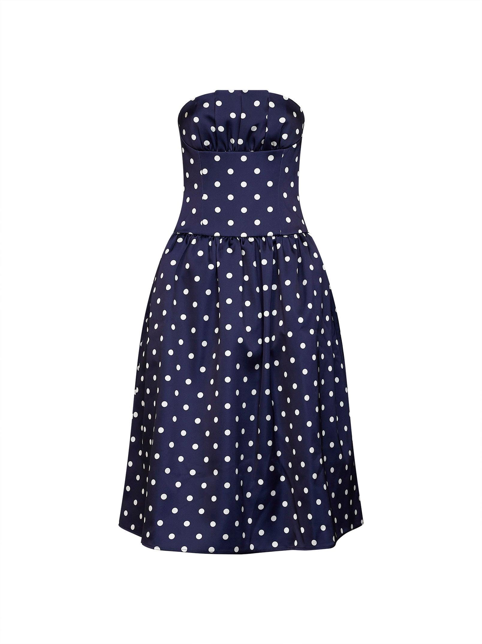 blue dress with black polka dots Miss Circle Women's Juliette Polka Dot Chiffon Maxi Dress main image 1