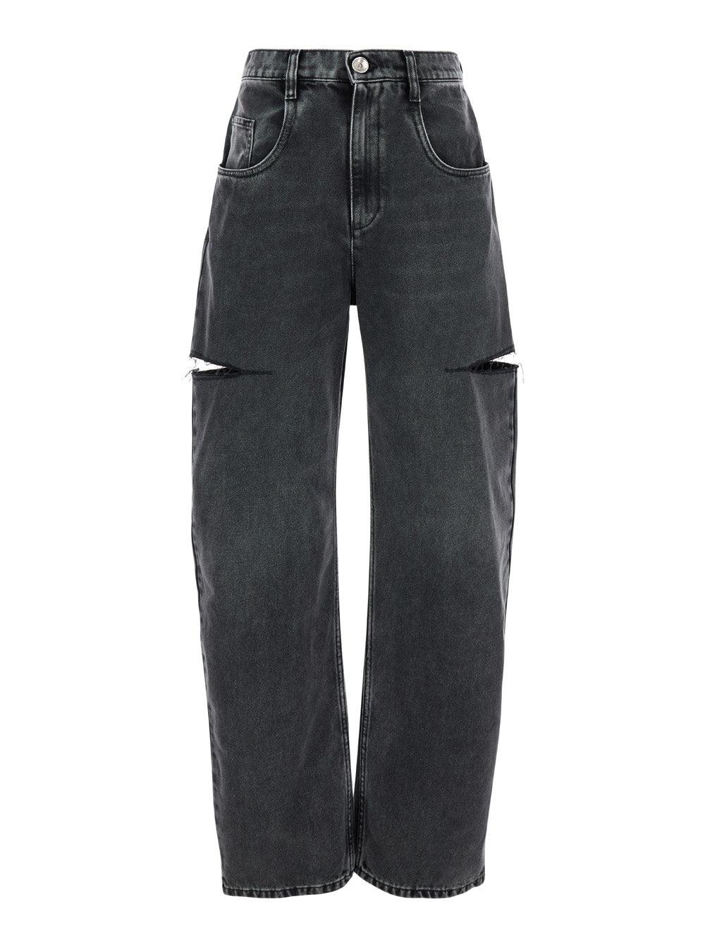 デニム・ジーパン MAISON MARGIELA Women Denim Pants S51LA0163S30857961 GRAY Maison Margiela Slash-Sides Wide-Leg Denim Pants - Bergdorf
