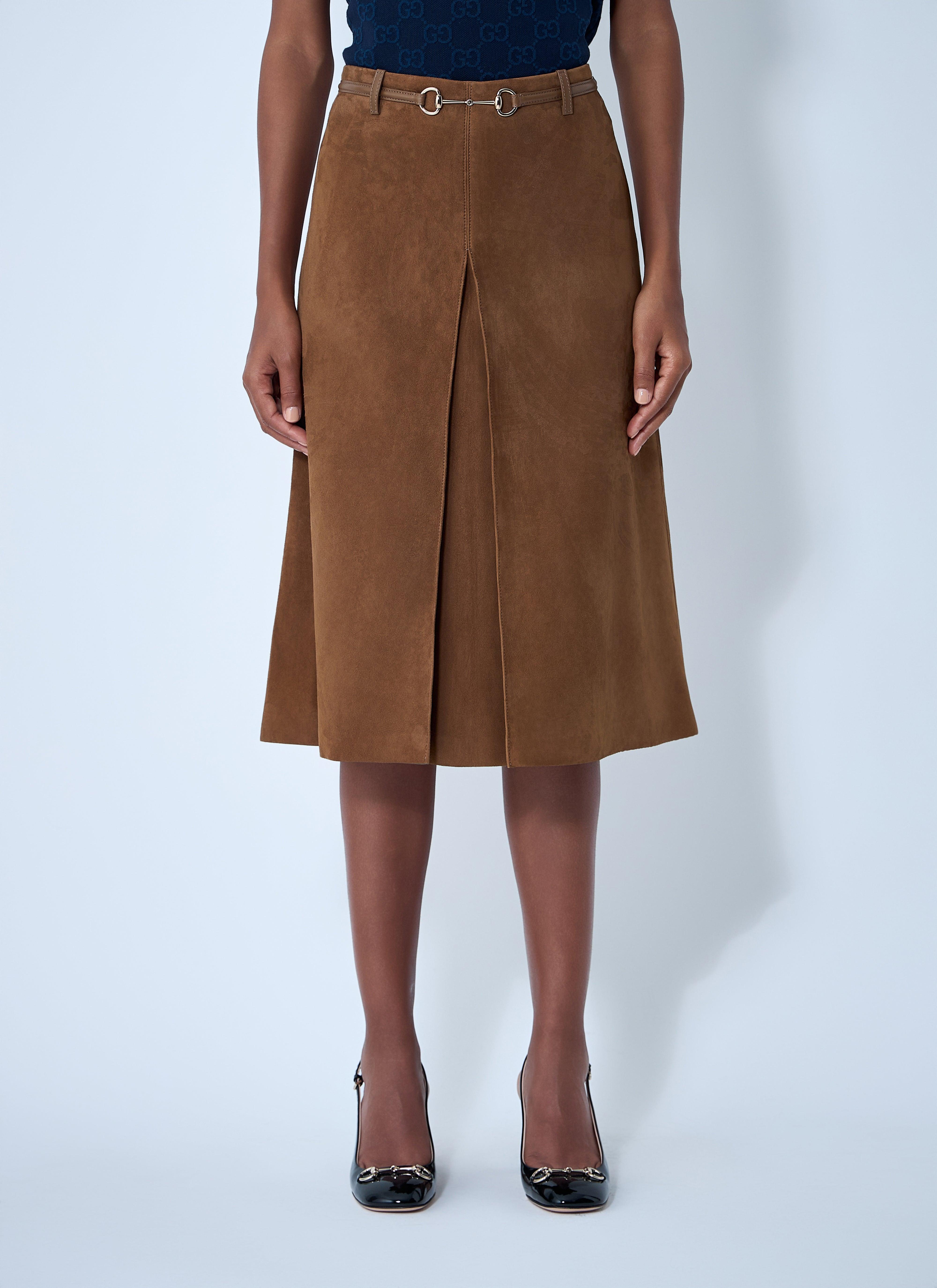 スカート GUCCI Suede skirt with Horsebit detail 835480_XNA8L_2535_003_100_0000