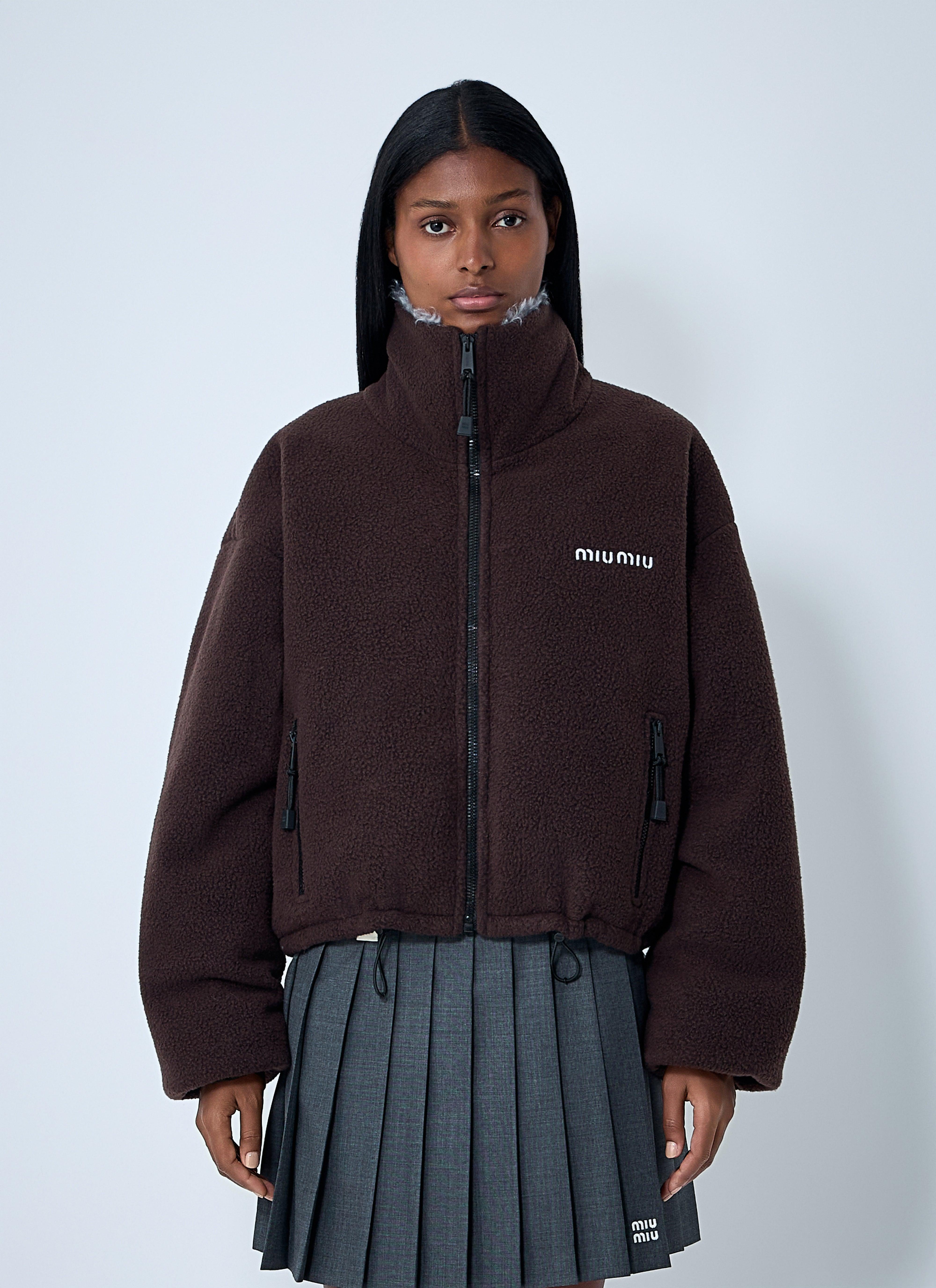 Miu Miu Zip-Up Fleece Jacket in Blue | Lyst