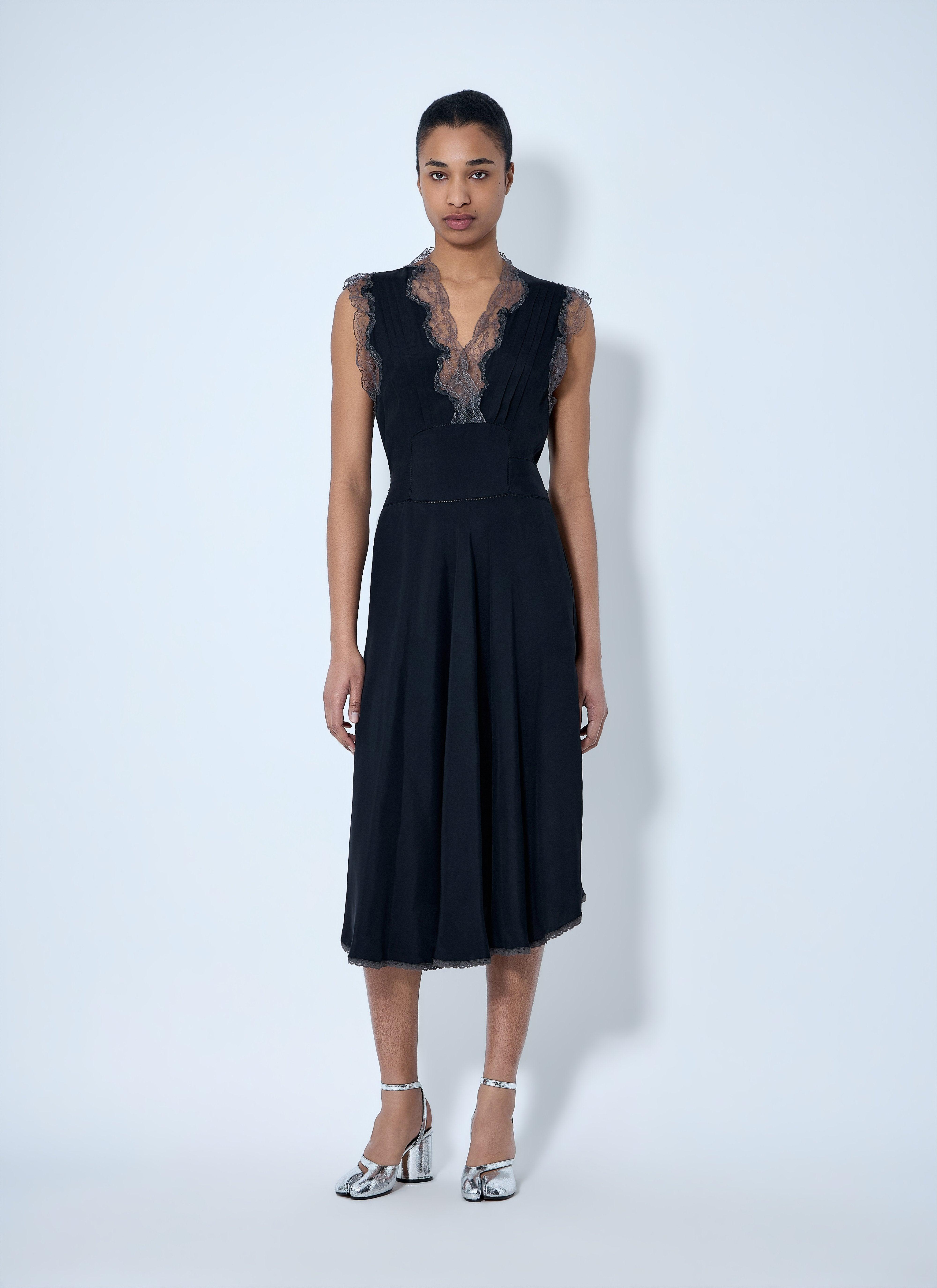 green emerald velvet dress MM6 Maison Margiela Slip Dress in Black main image 0
