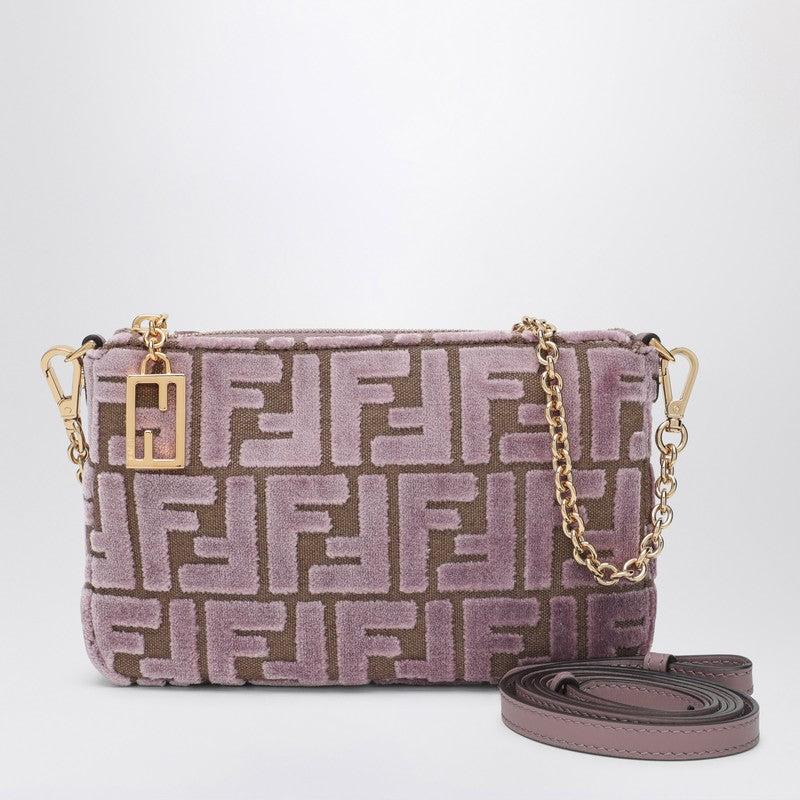 人気ブランドの Jacquard With Pouch Baguette Rose Mauve Fendi Ff in Velvet バッグ