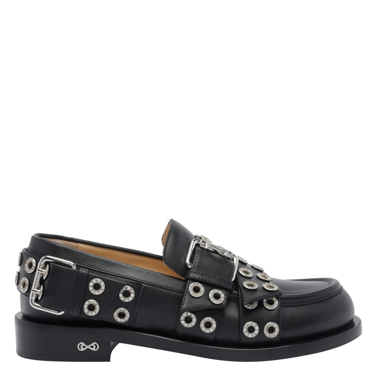 ローファー・オックスフォード MACH & MACH Black leather Galaxy loafers FARFETCH - The Global Destination For Modern Luxury