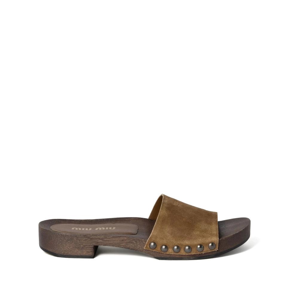 サンダル・ミュール Miu Miu Suede Flat Sandals Miu Miu Flat sandals for Women | Online Sale up to 36% off