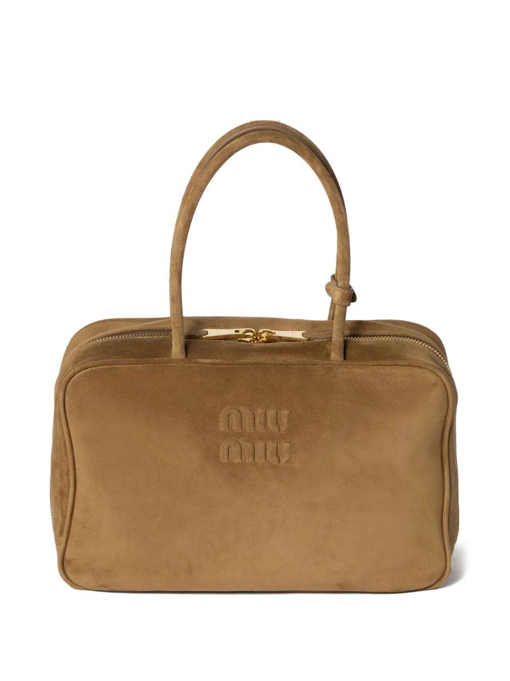 Miu Miu Miumiu Suede Beau Bag in Natural | Lyst