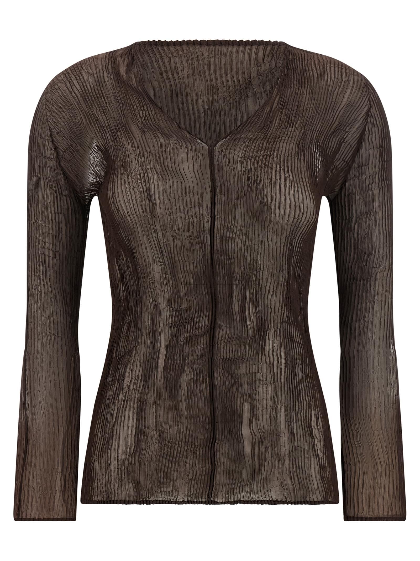 トップス ISSEY MIYAKE CHIFFON TWIST 1 DARK BROWN Issey Miyake 'Chiffon Twist 1' Top in Brown | Lyst